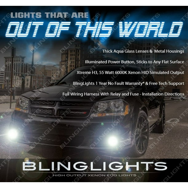 2011 2012 2013 2014 Dodge Avenger Xenon Halogen Fog Lamps Driving Lights Kit Set